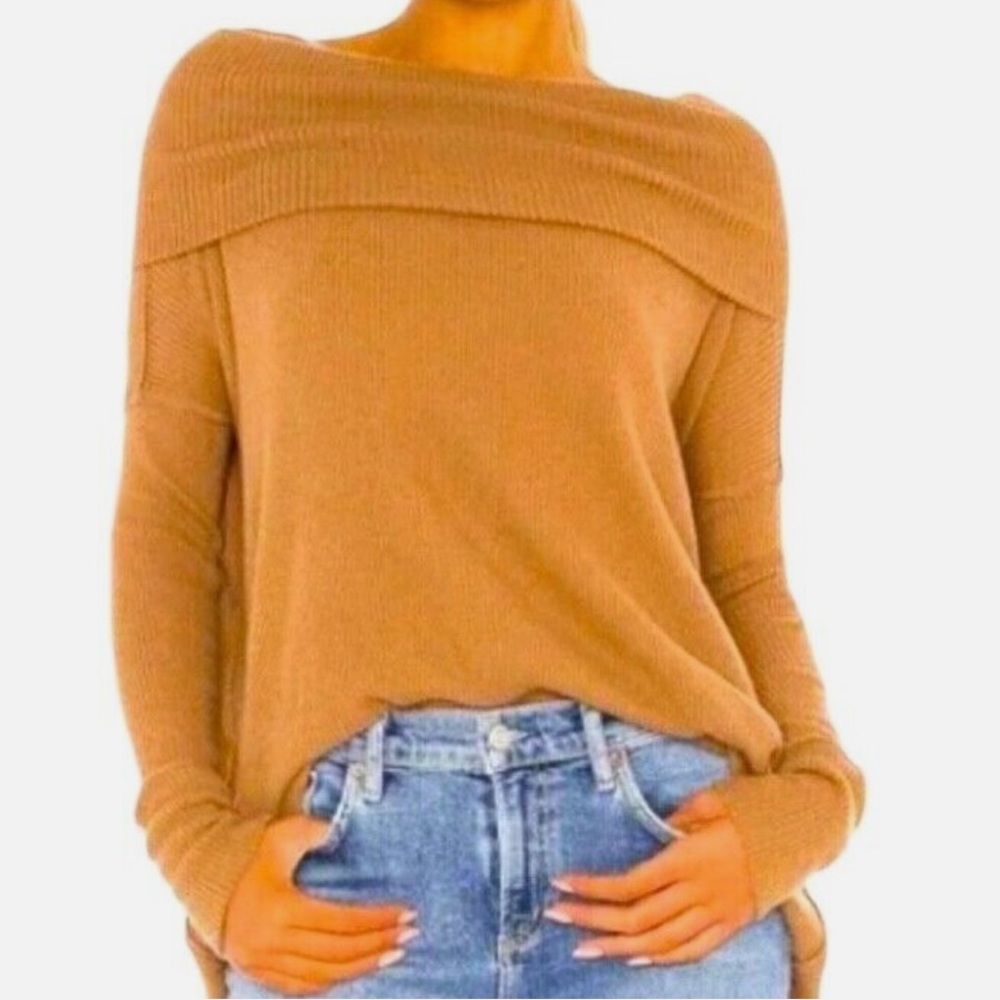NWT Free People Juicy Sweater XS Cowl Neck Draped Tunic Top Cross Over Back